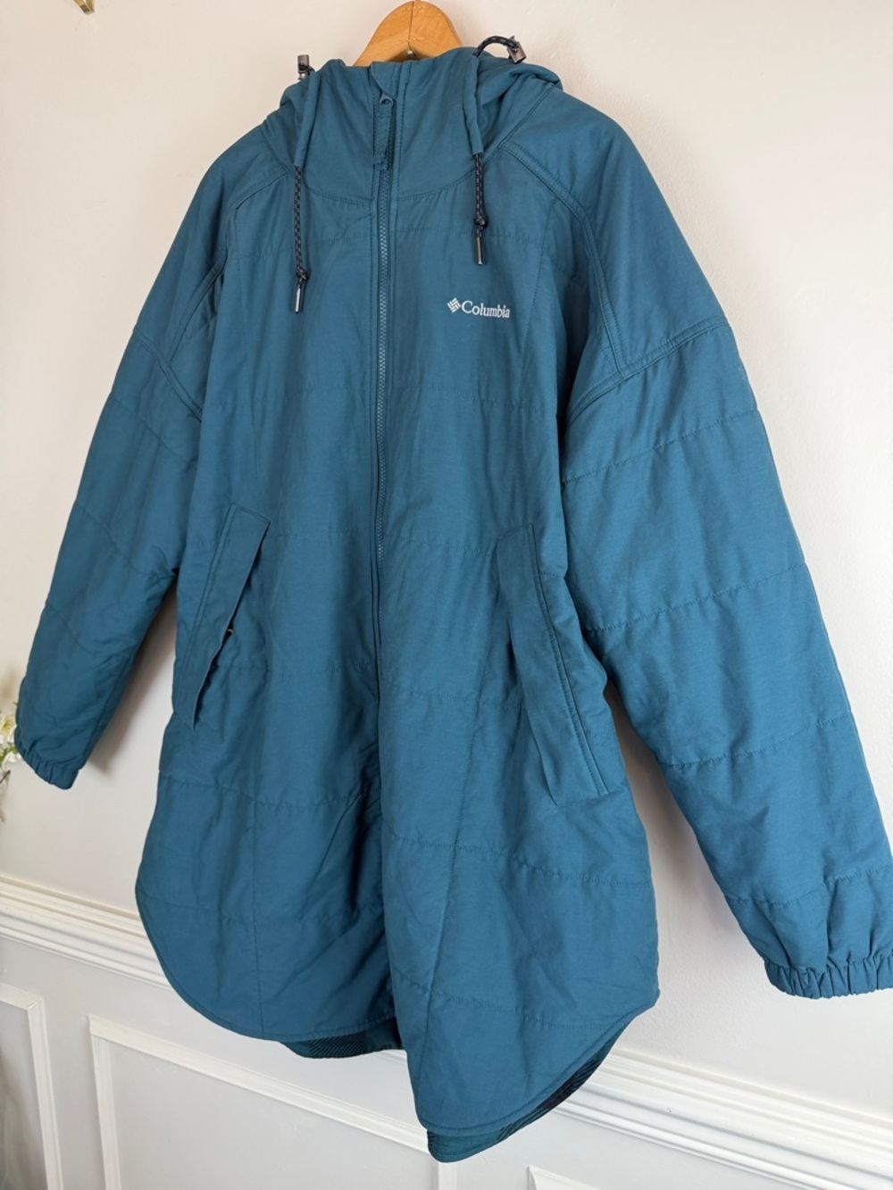 Columbia Chatfield Hill Hooded Insulated Jacket Women’s Plus Size XXL Blue/Green